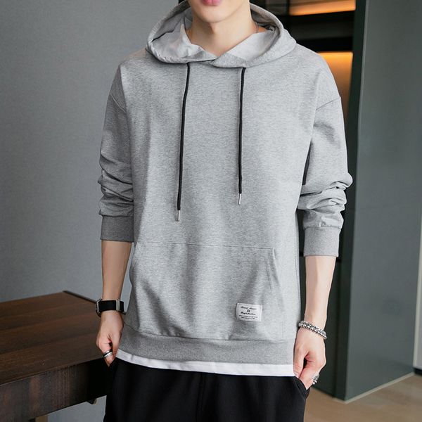 

2021 new casual hoodies men solid color long sleeve hooded fashion streetwear mens sweatshirts autumn new arrival cotton hoodie wnej, Black