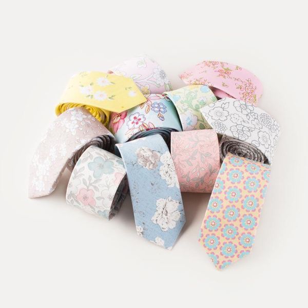 

linbaiway 6cm cotton floral print tie for men's necktie casual suit bowknots ties male skinny slim ties custom logo1, Blue;purple