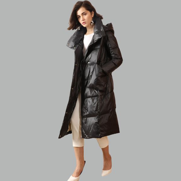 

winter down high-quality women's jacket fashion clothes outerwear long doudoune femme shelters, Black
