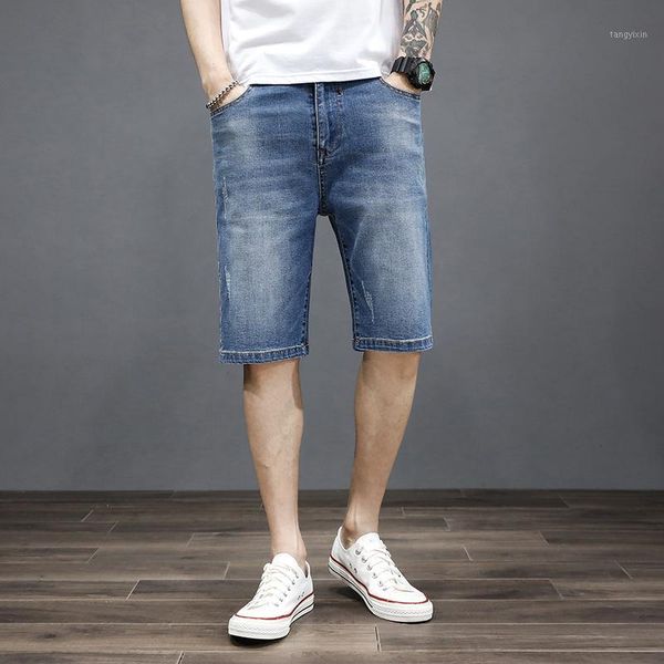 

men's denim shorts summer plus size 44 46 casual loose stretch cowboy high waist short jean male large size denim breeches1, Blue