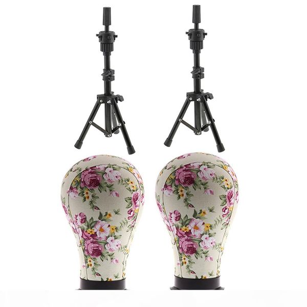 

mannequin model cork head canvas cover wig making hat display manikin holder,4pcs set, White