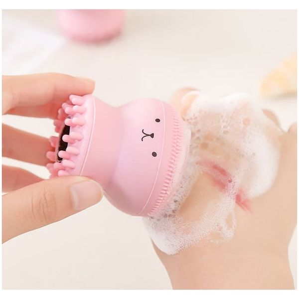 

silicone face cleansing brush exfoliating cute pink ocs shape brush cleaning pad facial spa skin face scrub washing brush bbyepv