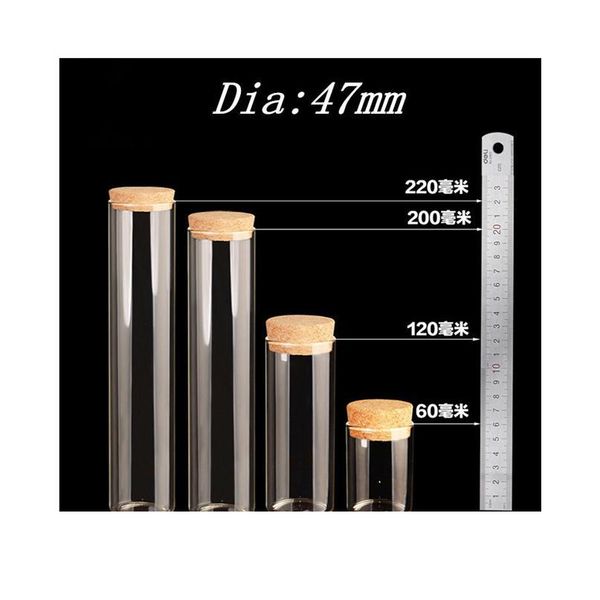 

47*200mm 230ml glass bottles vials jars test tube with cork ser empty glass transparent clear bottles jlliak