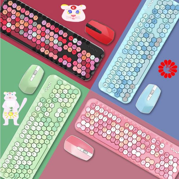 

keyboard mouse combos cute pink girl 2.4g wireless and set notebook deskuniversal