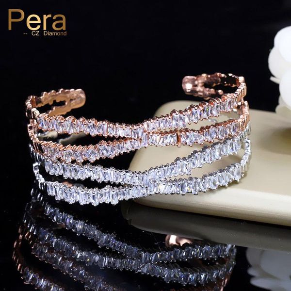 

bangle pera trendy summer adjustable size baguette irregular square cubic zirconia charm bracelet for women party jewelry z012, Black