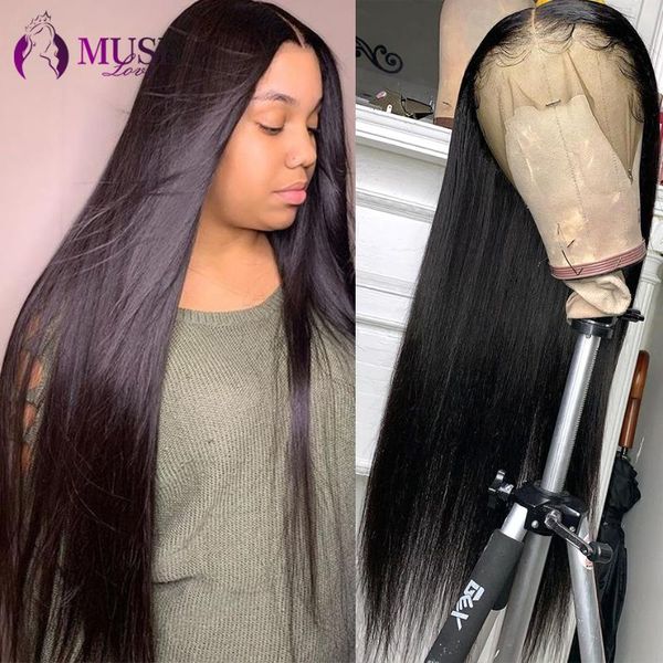 

muse love 13x4x1 transparent lace part wig brazilian straight human hair wig 150% preplucked straight lace frontal for women, Black;brown