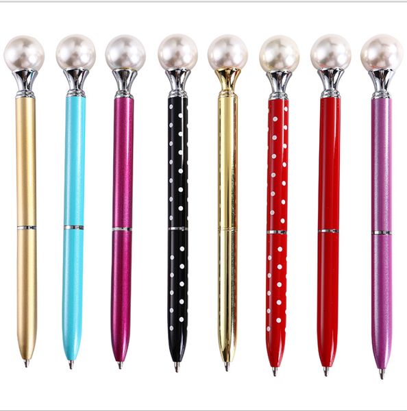 

11 color pearl ball pens new ideas ballpen fashion big pearl ballpoint pens pens for school stationery office supplies party wedding, Blue;orange