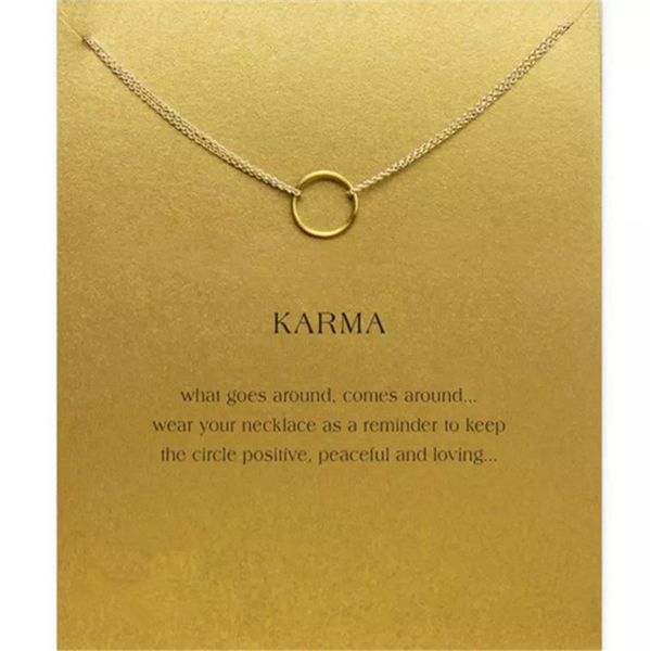 

lucky choker necklaces with card gold silver circle pendant necklace for fashion women jewelry karma