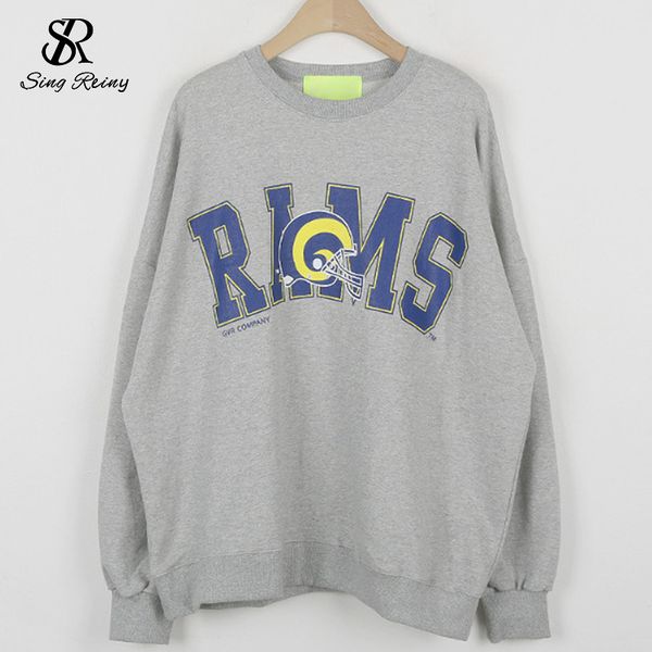 

singreiny women korean solid casual streetwear fashion loose o neck long sleeve pullovers autumn letter print sweatshirts q1217, Black;white