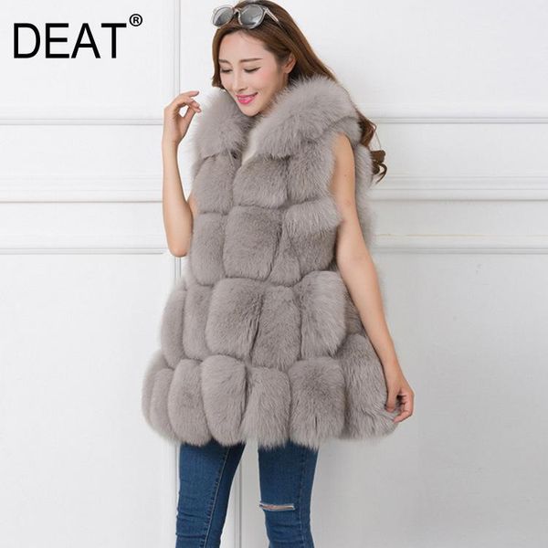 

deat 2020 winter fur vest coat warm women wo67003l big size, Black