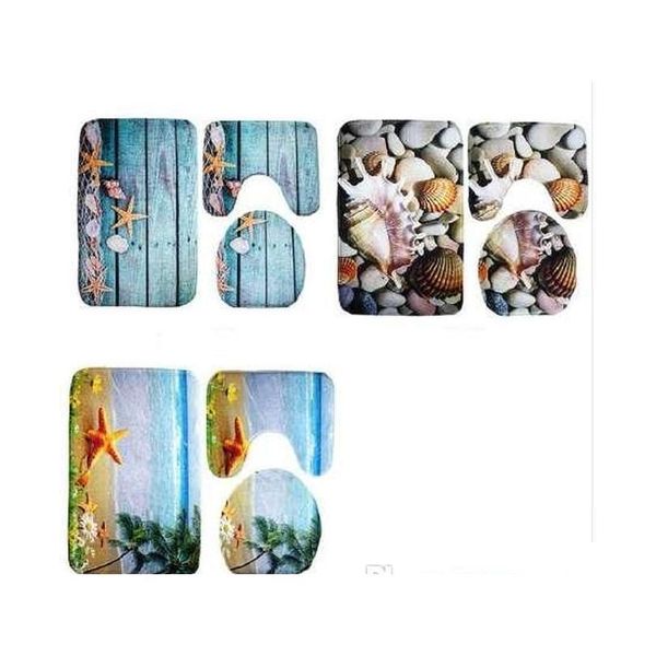 

3pcs bath mats ocean underwater world anti slip toilet pattern carpet bathroom mat flannel toilet mat for thre qylqws bbgargden
