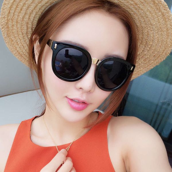 

personalized star 2019 sunglasses new korean same large frame sunglasses women's trendy round face men's myopia glasses, White;black