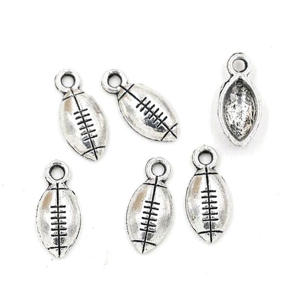 Alloy Rugby Ginásio Athletic Sports Charms Pingentes para Jóias Fazendo Pulseira Colar DIY Acessórios 7 * 15.5mm Antique Silver 200pcs