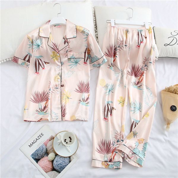 

sleepwear printed women ins classic fashion soft touch lady two-piece pajamas set latest casual indoor girls home clothing, Black;white
