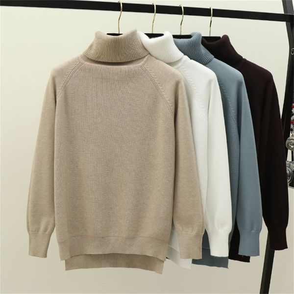 

gigogou turtleneck women sweater winter warm female jumper thick christmas sweaters ribbed knitted pullover pull hiver femme lj200815, White;black