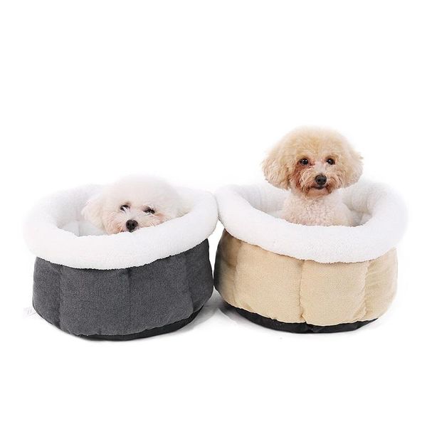 

cat beds & furniture round dog bed winter warm soft kitten puppy sleeping house mat nest kennel non-slip teddy sofa pet basket