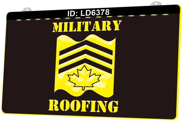 LD6378 askeri çatı kanada bayrağı 3d gravür led ışık işareti toptan perakende
