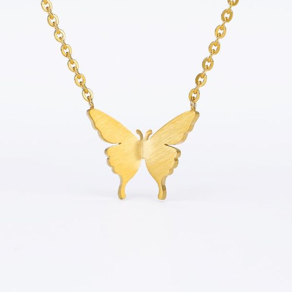 

pendant necklaces butterfly plate gold stainless steel glazing solid o chain for women girls jewelry gifts, Silver