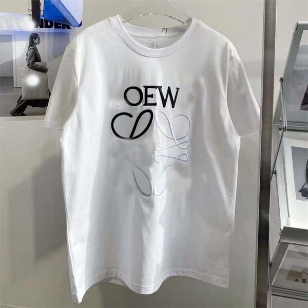 

2022 factory wholesale new high version summer women's with embroidered letters at the front and lovers' round neck short sleeve t, White