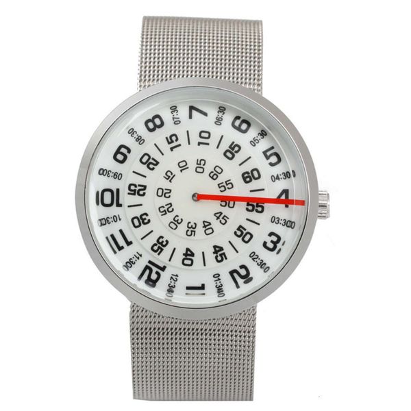 

and no pointer new women's concept korean turntable men's mesh belt quartz watch du44, Slivery;brown