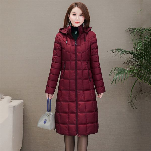 

2021 new women's winter coat coffee l-4xl plus size with hoodie parkas new autumn thin korean fashion thick heat down cotton jacket kcn, Black
