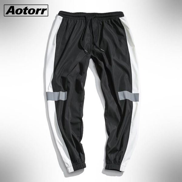 

2021 fashion men loose jogging sports pants sweatpants casual pockets male trousers side stripes hip hop pants tracksuit bottoms, Black