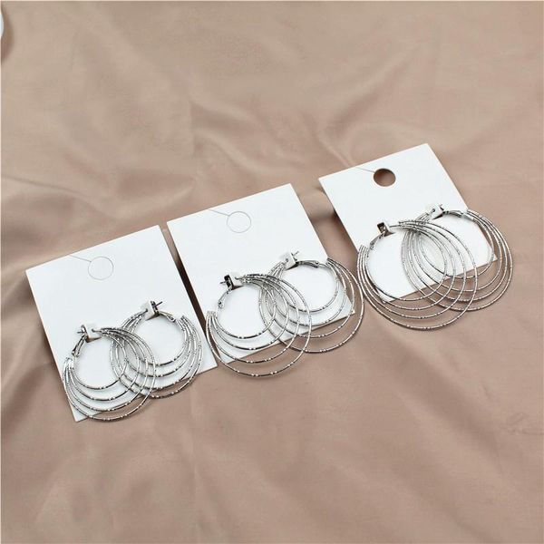 

hoop & huggie arrival fashion punk silver color alloy 3 layers big circle round earrings for women hip hop jewelry party gift dancer, Golden;silver