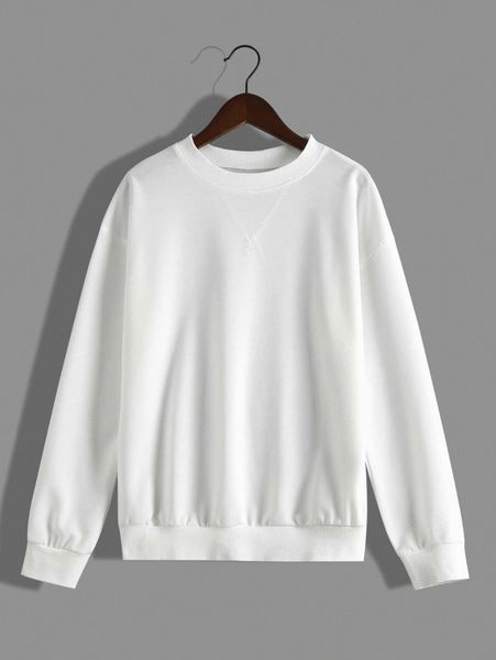 

solid drop shoulder sweatshirt s3ka#, White;black