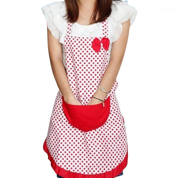 

fashion cotton dot kitchen apron woman cooking salon de pinafore apron dress vintage -351