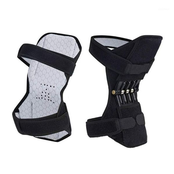 

elbow & knee pads joint support breathable non-slip power lift powerful rebound brace spring force1, Black;gray