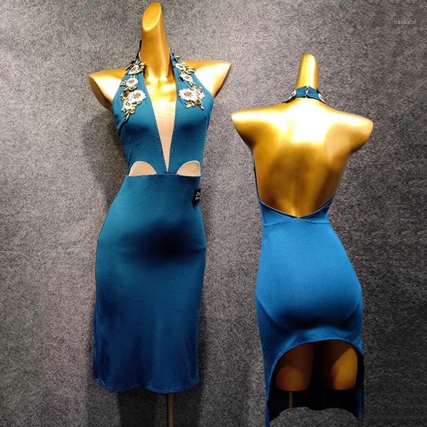 

latin dance dress with bra pant women new open-back dress latin skirt party outfit tango performance 13961, Black;red