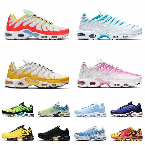 

tn plus running shoes fashion men women vibrant tropical blue fury white yellow pink fade green air max airmax sports sneakers 36-46, White;red