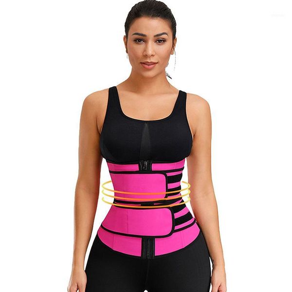 

waist support women sports cincher corsets fitness gym workout shape wear body shaping waistband slimming belt girdle zipper1, Black;gray