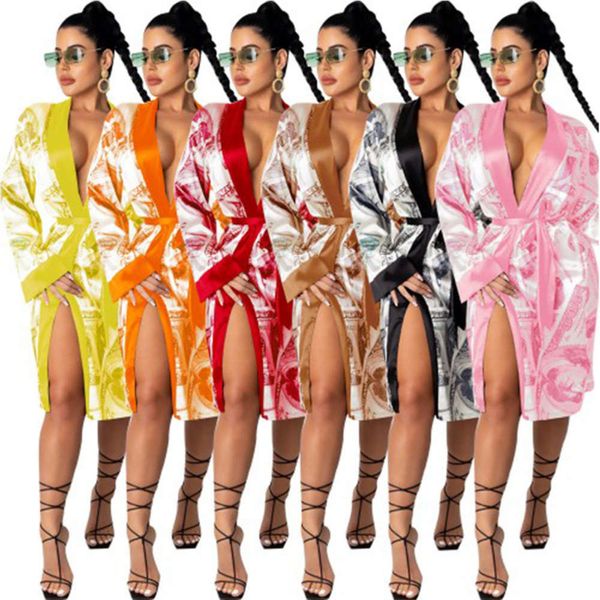 

us casual fashion 8788 dollar women's print lace up windbreaker medium length home coat, Black;gray