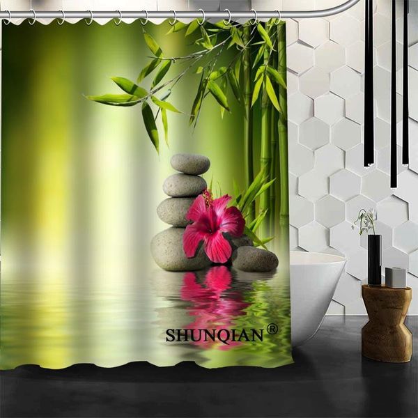 

shower curtains custom zen stone curtain bathroom accessories polyester fabric with holes