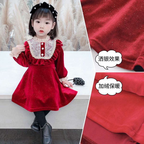 

winter children's princs 2020 girls' plush drs korean girl's new year red christmas veet skirt uvf0, Red;yellow