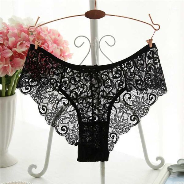 

plus size women panties underpants lace briefs hollow transparent s-xl underwear ladies panty transparent see through1, Black;pink