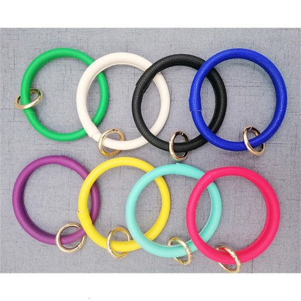 

leather bracelet bangle o pu sunflower serape leopard print key ring wristlet loop keychains, Silver