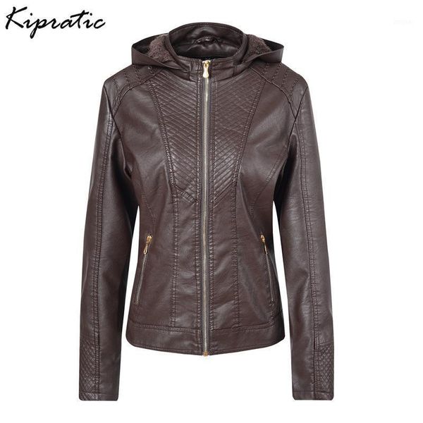 

winter autumn new fashion pu leather jacket flocking hooded zipper women motorcycle faux leather jacket outerwear coat1, Black