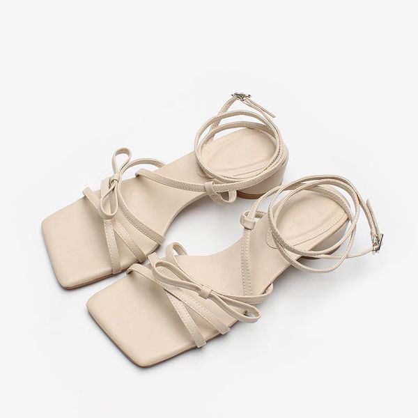 

sandals summer women ankle strap ladys korea style shoes round med heel, Black