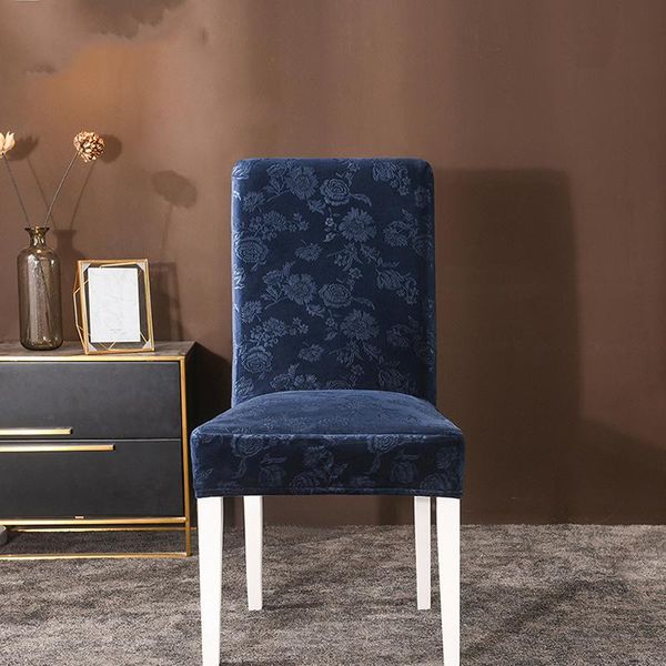 

chair covers modern solid dining cover flower embossed spandex room velvet banquet el wedding elastic seat