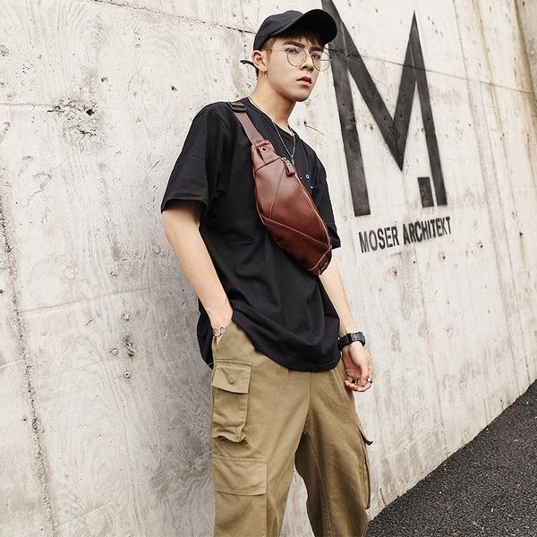 

spring men's fashion pu retro messenger bag waist bags