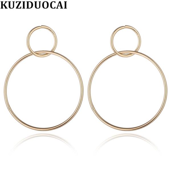 

kuziduocai new fashion jewelry punk will not fade circle statement drop earrings for women pendientes e-1746, Silver