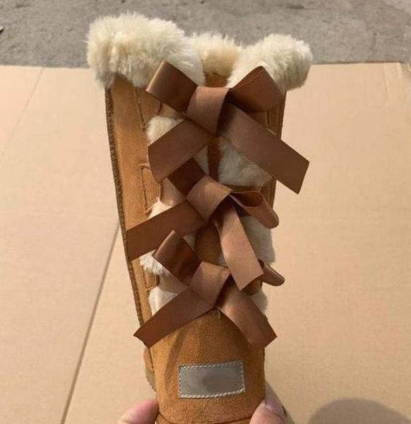 

with box eu35 to 42 to 46 tradingbear cowskin genuine leather australia snow boots fur boots bowknot drill snowshoe, Black