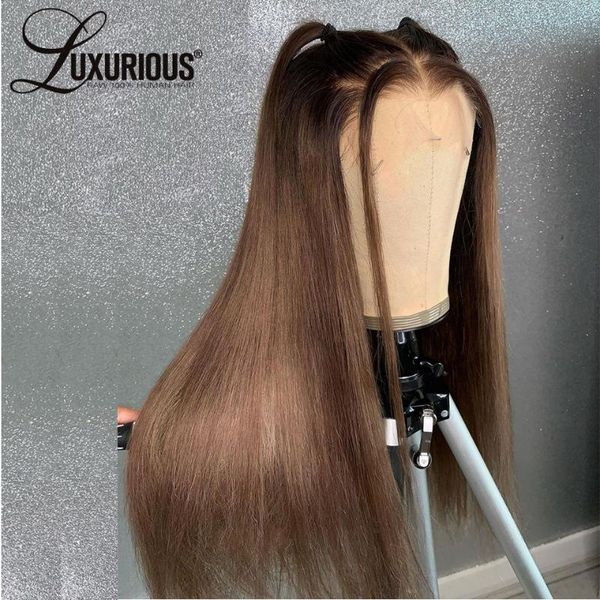 

lace wigs brown straight frontal wig honey blonde brazilian remy front human hair for women closure bleach knot, Black;brown