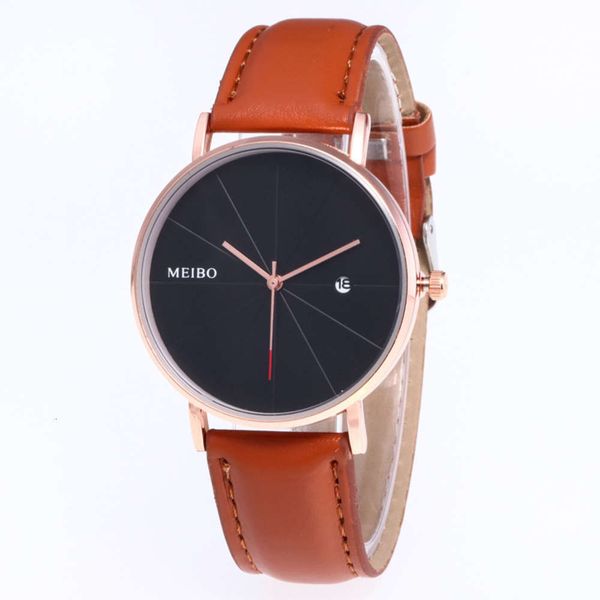 

belt shi watch fashion watch simple calendar man quartz, Slivery;brown