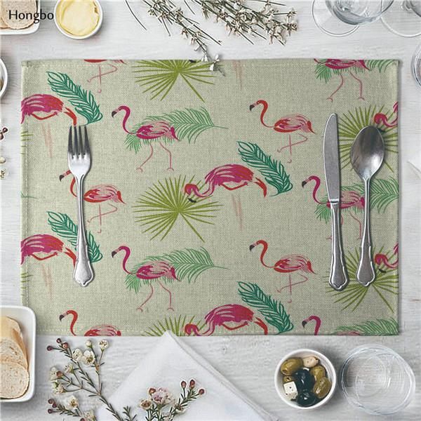 

белье placemat flamingo тропические растения узор обеденный стол коврик ткань таблица насыщенные салфетки для свадебной кухни кофейная чашка