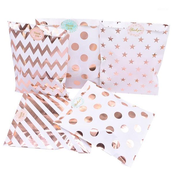 

25pcs 13x18cm rose gold paper bag star striped candy bag gift birthday baby shower party supplies wedding favors1