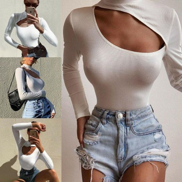 

2020 women turtleneck clothes stretch long sleeve leotard bodysuit blouse women costume, Black;white