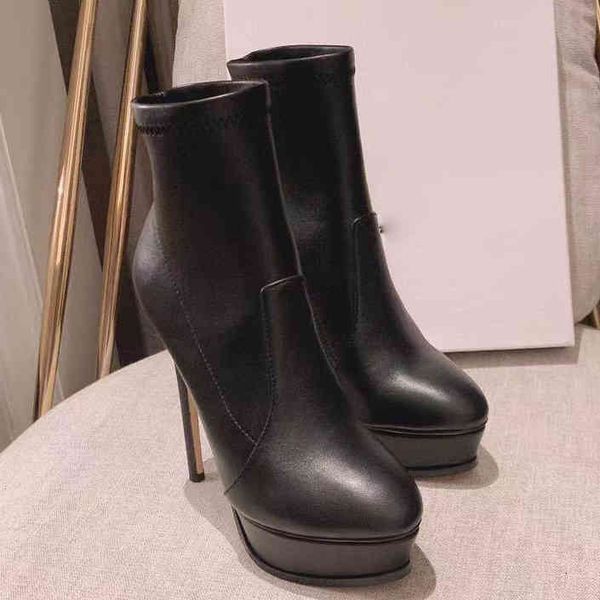 

and winter autumn boots high-heeled shoes womens stiletto waterproof platform pointed elastic apricot socks super 14cm size 35-41, Black